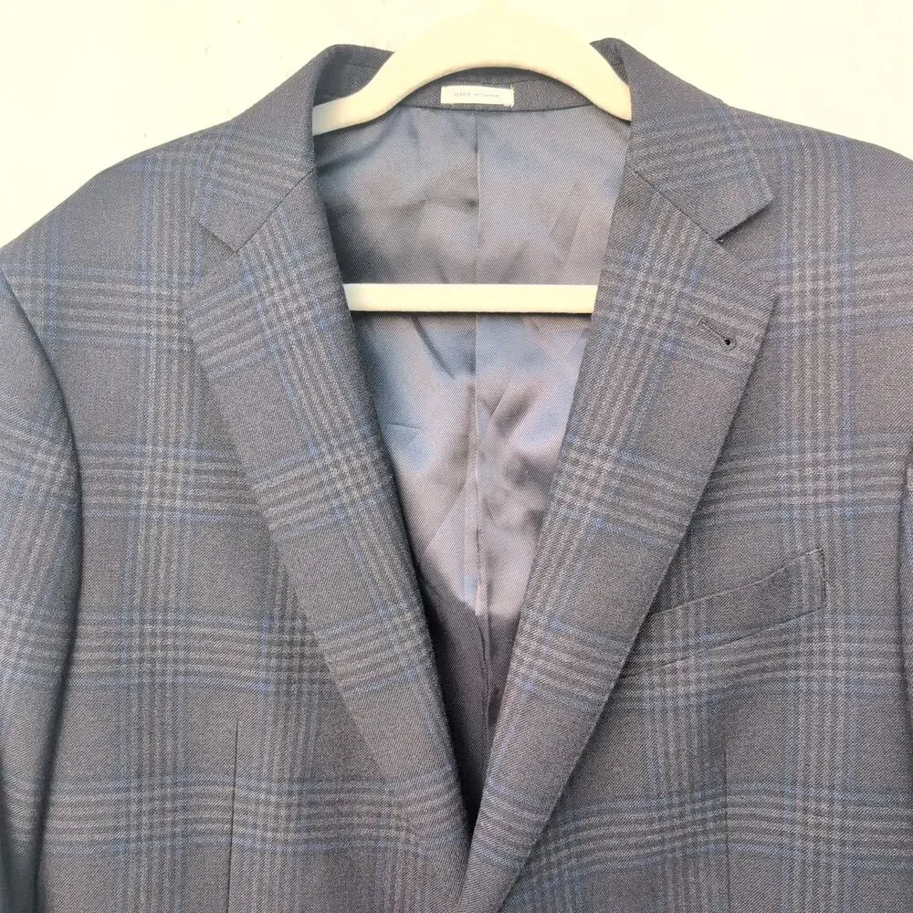 Joseph Abboud 100% Wool Plaid Tailored Sport Coat Men's 44 Reg